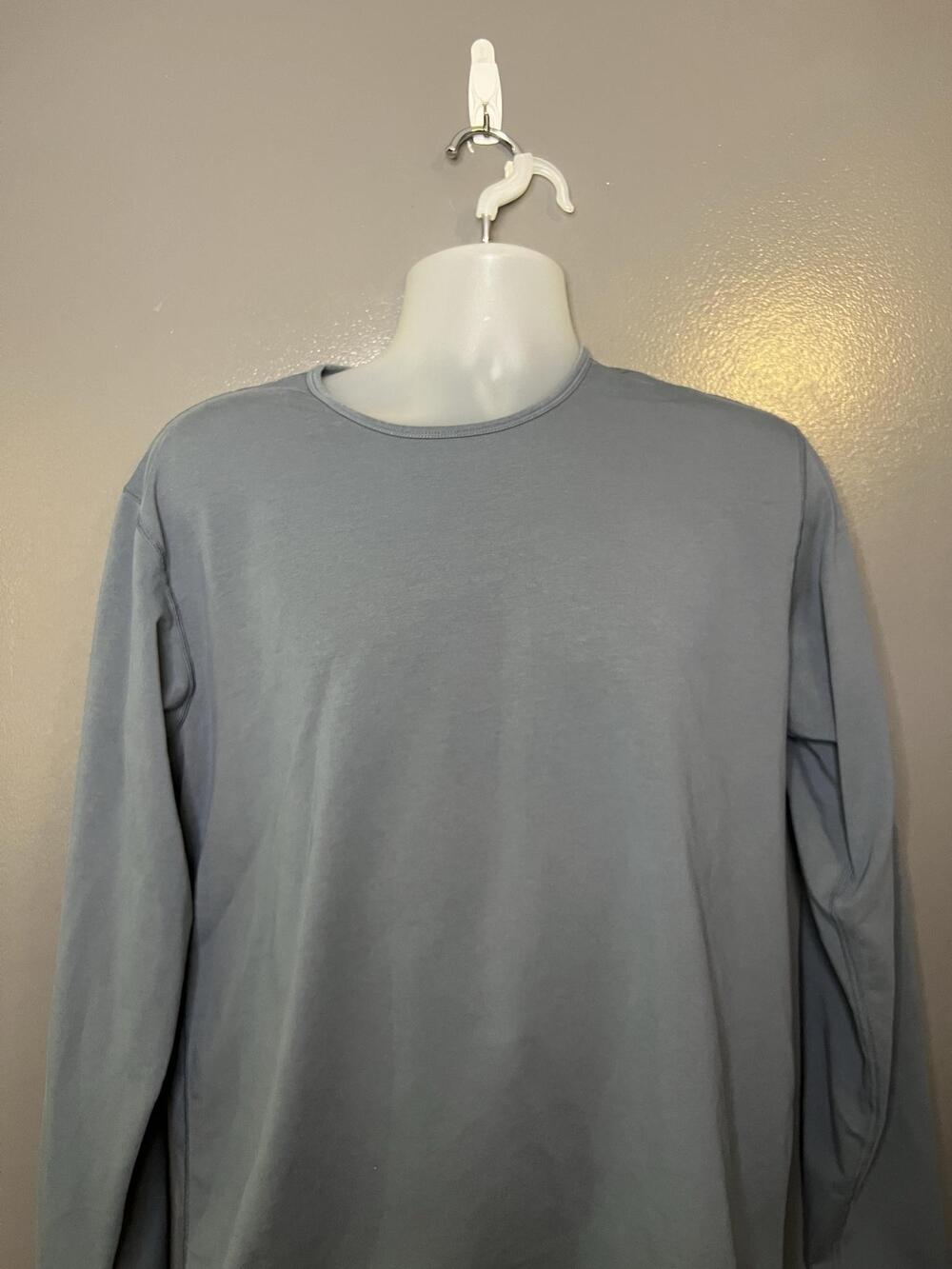 BYLT Lux Shirt Mens Large Gray Long Sleeve Stretch Basic Tee Casual Crewneck